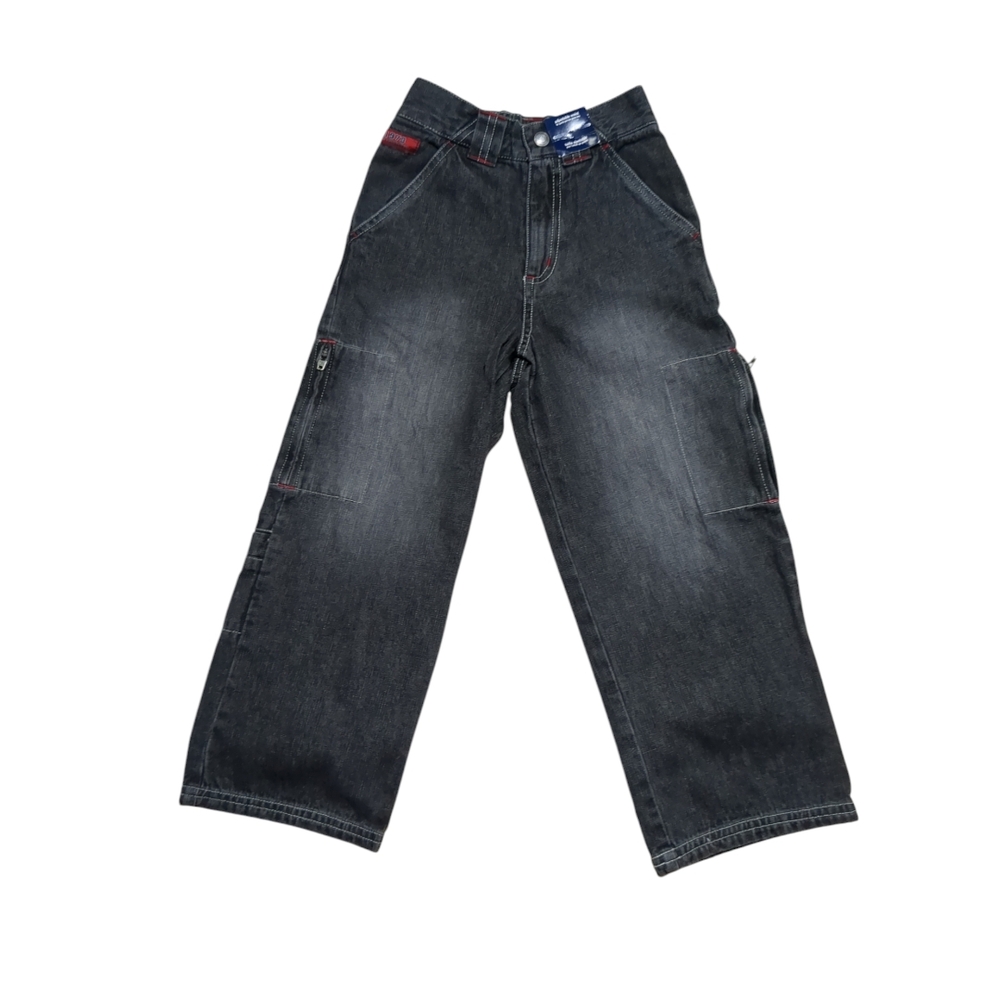 New Cherokee Kids Black Denim Cargo Pants Size 6X